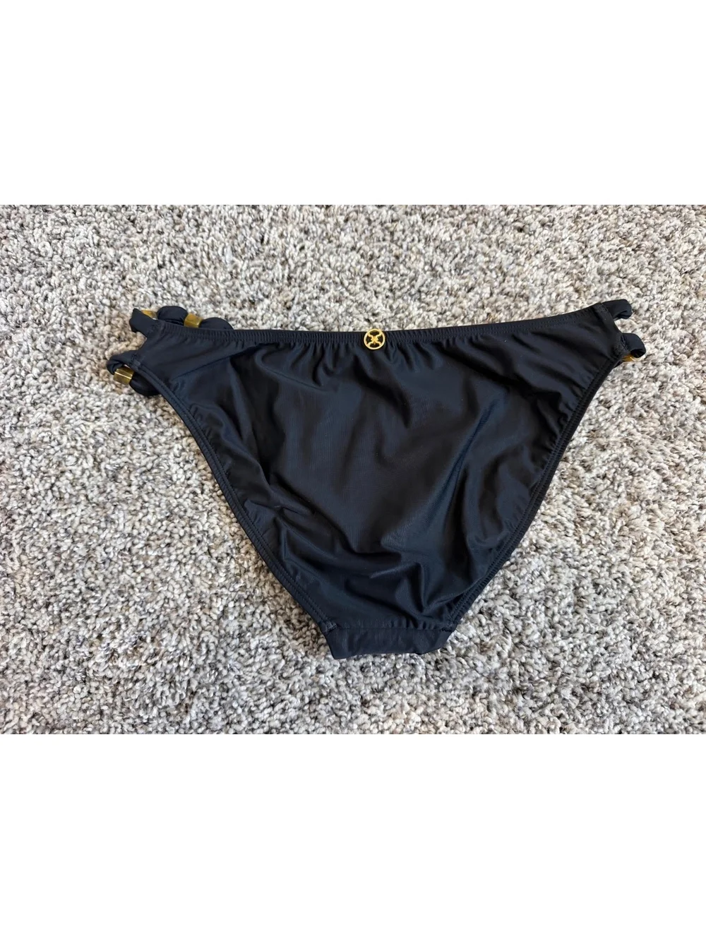 ViX by Paula Hermanny NWOT Beaded Side Black Bikini Bottom Swimwear Size M